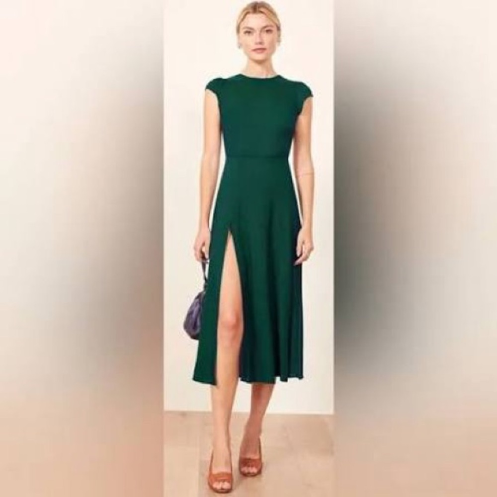 Reformation Forest Green Midi Dress